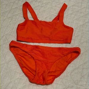 Seafolly Orange Sport 2 Piece Swimsuit, Gold detail on back